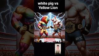 Yellow Lion vs White Pig 😭🔥cat kitten catlover funnycats aiart aicat short shorts [upl. by Noda]