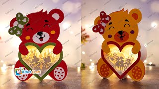 How to make Bear Heart Shadow Box  Diy Valentine decorations ideas 2024 [upl. by Orabla]