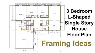 Three Bedroom Floor Plan For LShaped House  Framing Ideas [upl. by Pamella]