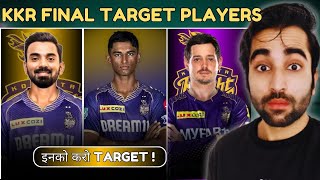 KKR TOP 10 TARGET PLAYERS IPL 2025 MEGA AUCTION  KKR BACKUP PLAYERS  AUCTION STRATEGY [upl. by Rokach]