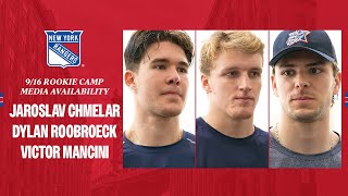 NYR Rookie Camp Jaroslav Chmelar Dylan Roobroeck amp Victor Mancini Media Availability  9162024 [upl. by Chladek778]