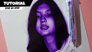 How To Draw with Ballpoint Pen  STEP BY STEP FullProcess  Realistic Drawing  Tutorial [upl. by Mello]