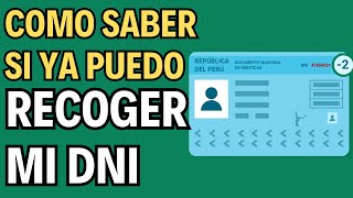 Como SABER SI MI DNI esta LISTO para RECOGER RENIEC [upl. by Summer]