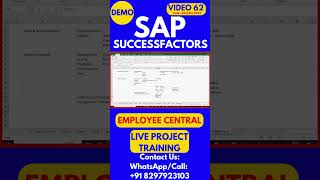 SAP SuccessFactors Employee Central Training Video 62 23rd Oct 2024 sapsuccessfactorstraining [upl. by Oirasan362]