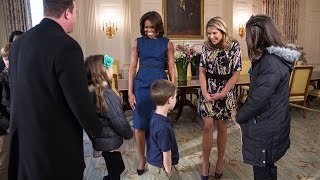 The First Lady Surprises Guests in the Old Family Dining Room in the White House [upl. by Eibo887]