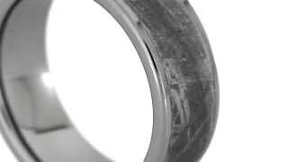 PRODUCT FEATURE Tungsten Mens Wedding Band With GENUINE Gibeon Meteorite Inlay  Jewelry by Johan [upl. by Ontina]