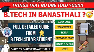 All About BTech in Banasthali  Sample Paper Seats Branches Fees Entrance Exam Semester Jobs [upl. by Nonie]