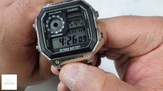 Casio quotRoyalequot World Time AE1200WHD1A Stainless Digital Watch Review [upl. by Demetrius]