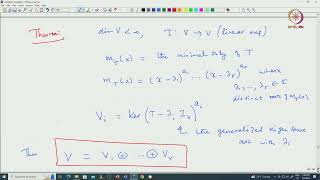 Lec 26 Primary decomposition Theorem and JordanChevalley decomposition [upl. by Viscardi]