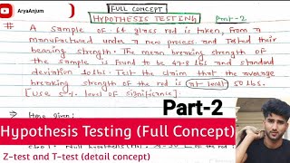 Hypothesis Testing Problems  Z Test amp T Statistics  One amp Two Tailed Tests 2  problem 2 [upl. by Rose]