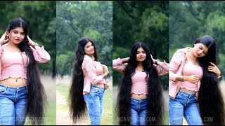 MsRapunzel  Indian Rapunzel shows off long hair in jeans and top combo [upl. by Orlanta]