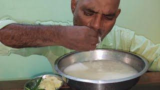 EATING BENGALI PANTA BHAT FRY ALU BHORTA   CHILLI ONION [upl. by Nihs34]