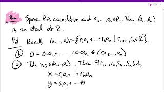 Section 32 Ideals Ideal Generated by Finitely Elements is Ideal [upl. by Tarabar369]