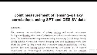 Joint measurement of lensing–galaxy correlations using SPT and DES SV data [upl. by Akceber]