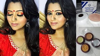 GOPINATH PANCAKE MAKEUP TUTORIAL  RED GOLD EYESHADOW  GLAM MAKEUP WITH AFFORDABLE PRODUCTS [upl. by Jehu]