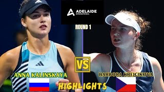 Anna Kalinskaya vs Barbora Krejcikova  WTA Adelaide International Tennis 2024  Highlights [upl. by Loren958]