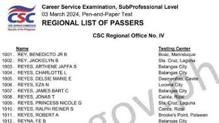 Civil Service Exam March 2024 List of Passers [upl. by Lleynad]