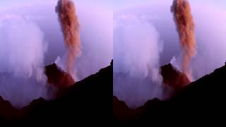 Typical Ash Eruption Volcano Stromboli 3D  HyperStereo 65 cm [upl. by Ayra]