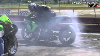 Nitrous Kawasaki ZX10 vs Kawasaki ZX9R Drag Racing HD [upl. by Odnalor695]