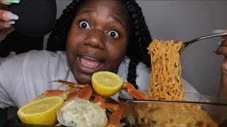 CRAB LEGS amp SPICY SEAFOOD NOODLES MUKBANG EATING SHOW [upl. by Maude]