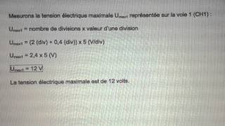 Mesures de tension électrique maximale et de période sur oscillogramme [upl. by Josephson58]