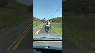 Cyclist get instant karma after raging at driver😂 shorts roadrage cyclist [upl. by Bassett964]