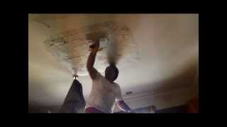 Plastering Repair of Large Hole in Plasterboard Ceiling [upl. by Orola]