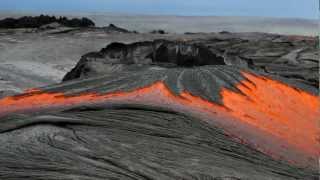 Rivers of molten lava high up Pulama Pali  Kilauea Volcano Hawaii DIGITALNECTAR [upl. by Leesen]