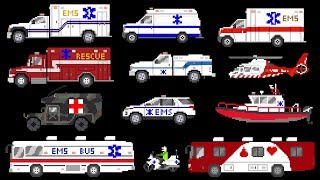 Medical Vehicles  Emergency Vehicles  Ambulances  The Kids Picture Show Fun amp Educational [upl. by Melan]