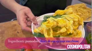 Tagliatelline con fiori di zucca zucchine e bottarga [upl. by Hunley]