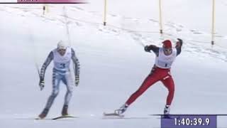 Thomas Alsgaard vs Silvio Fauner Nagano 1998 Olympics Relay [upl. by Ntsud691]