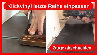 Klick  Vinyl Bodenbelag letzte Reihe messen schneiden Tür Zarge kürzen  Trockenbau Dachausbau DIY [upl. by Idmann]