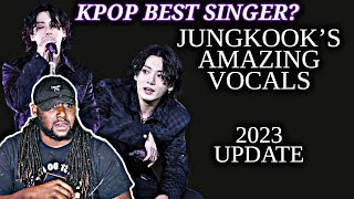 Best Kpop Singer  American React To Jungkooks amazing vocals 2023 update [upl. by Eenahc]