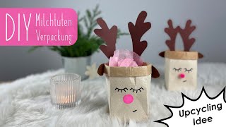 DIY Milchtüten Verpackungen basteln  Upcycling  Geschenkidee  Rentier [upl. by Riancho]