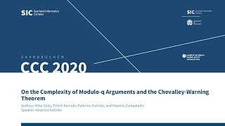 On the Complexity of Moduloq Arguments and the ChevalleyWarning Theorem  Katerina Sotiraki [upl. by Amaso]