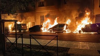 Cavaillon  quatre voitures de police brûlées  le tireur sportif jean texan le plus débile [upl. by Nosnej113]