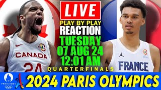 🔴LIVE Canada vs France Quarterfinals Basketball Play by Play Reaction  2024 Paris Olympics [upl. by Burdelle657]