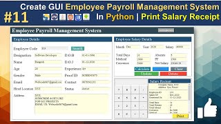 How to Create Employee Payroll Management System with Database in Python  Print Salary  Part11 [upl. by Ybocaj]