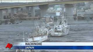 Tsunami Slams Japanese Coast After Quake [upl. by Onitselec]