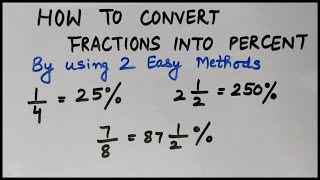 Fraction to Percent Conversion  How to convert Fractions into Percent  Mixed Fraction into Percent [upl. by Sells]