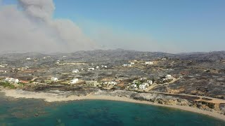 Wildfire devastation on Greek island of Rhodes seen from above  AFP [upl. by Aved]