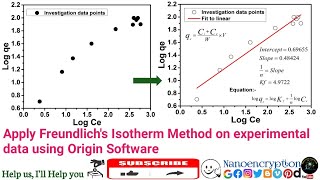 How to apply Linear Form of Freundlichs Isotherm Method on experimental data using Origin Software [upl. by Shewchuk161]