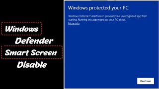 How To Disable Windows Defender Smart Screen [upl. by Rossuck]