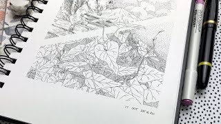 Inktober 2017 26  Invading Vines Speed Drawing [upl. by Yve499]