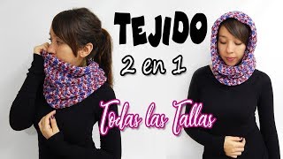 CUELLO y CAPUCHA 2 en 1 Tejido a Crochet TODAS LAS TALLAS muy fácil  Moda Crochet Maritza [upl. by Alyahc]