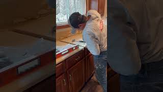 🛠️ How to Remove Old Countertops and Prepare for Installing Mexican Tiles 🇲🇽 [upl. by Aihsenod]