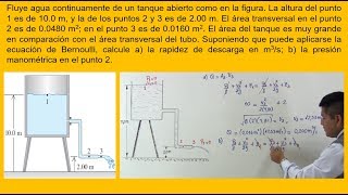 Problema  Calculando el caudal y la presión  Bernoulli equation  fluid dynamics [upl. by Fawcett]