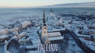 Tallinn in snow 🇪🇪  Drone video 4K [upl. by Elata]