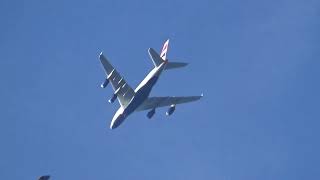 British Airways Airbus A380841 GXLEL BA297 ascending over Harmans Water on Sun 15 Oct 2023 [upl. by Letisha]