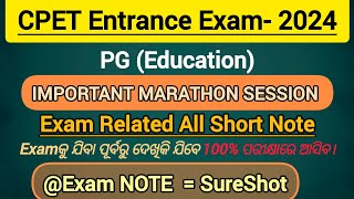 CPET Entrance Exam 2024  PGEducation  Marathon Session  Important Exam related short note [upl. by Llewen]